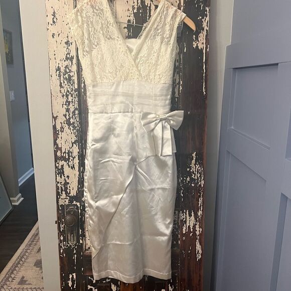 Vintage Bettie Page silky Lace wedding Bridal Rehearsal occasion dress. Size S. - Picture 1 of 13